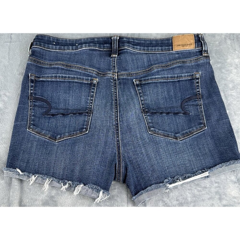 American Eagle Outfitters Hi-Rise Shortie Jean Short Women's 14 Denim Cut Off